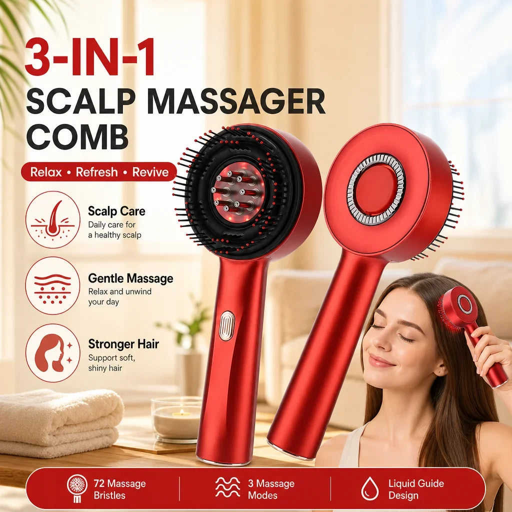 AFDEAL Electric Scalp Massager & Serum Applicator with Red Light