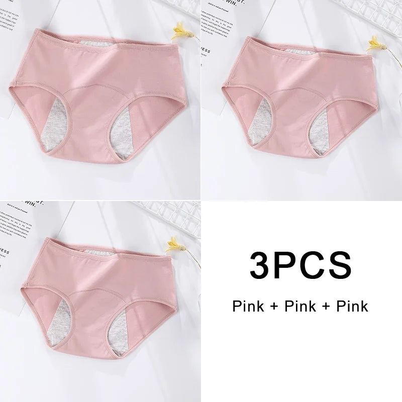 3PCS/set Women's menstrual briefs large flow postpartum water absorption leakproof briefs women's pure cotton menstrual briefs