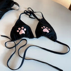 Japan Style Lace Up Lolita Women's Underwear Set Cotton Breathable Kawaii Cat Claw Cute Bra Set Cosplay Cartoon Bra Set Lingerie