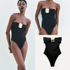 Sexy Women One Piece Swimsuit Female Swimwear 2024 Bandeau Monokini Swimming Suit Beachwear High Waist Bathing Suit