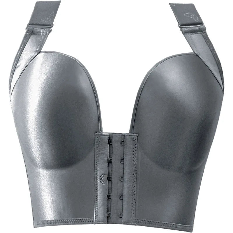 Front Close Push Up Bra for Women Wirefree Deep Cup Brassiere Hides Back Fat Full Back Coverage Bras Plus Size Lingeire