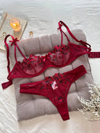 New Sexy Lace Floral Lingerie Set Women's Underwear Transparent Bra Party Sets Lace Lingerie Bra Set Underwear Set S-XL Size