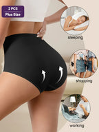 2-Pack Women's High-Waisted Breathable Mesh Underwear - Tummy Control Butt Lifting Seamless Panties with Cross-Back