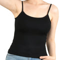 Sexy Summer Sleeveless T-Shirt  Spaghetti Strap Cropped Tank Top with Built-in Bra Fashion Solid Color Sporty Camisole