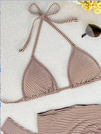 Women's 3 Piece Bikini Set with Wrap Coverup Halter Triangle Swimsuits