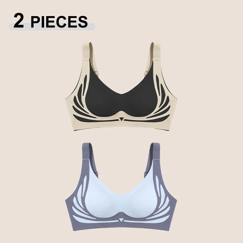 1/2Pcs/Set Women Push Up Bras Seamless Comfortable Angel Wings Bras Set Trendy Soft Breathable Underwear Female No Wire Lingerie