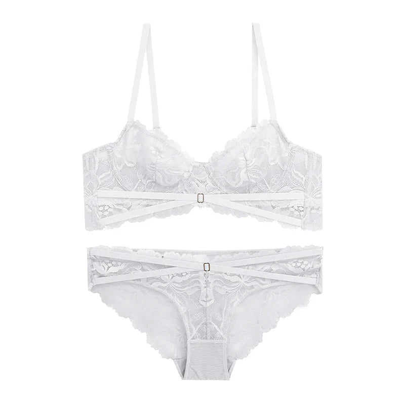 Logirlve Ultra-thin Bra Set Lingerie Push Up Brassiere Embroidery Lace Underwear Set Sexy Straps Panties For Women underwear
