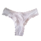 Sweet Pink Satin Silk Ruffle Thong Sexy Low Waist G-String Briefs for Women Ice Silk Underwear Female Intimates Lingerie