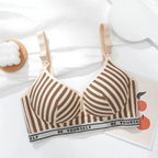 New Lightweight Breathable Maternity Breastfeeding Bra Made of Pure Cotton Gathered Anti Sagging Letter Stripe Women's Underwear