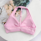 Adjustable High-Impact Yoga T-Back Sports Bra - Halter Neck, Backless, Quick-Dry, Shockproof Gym Tank Top