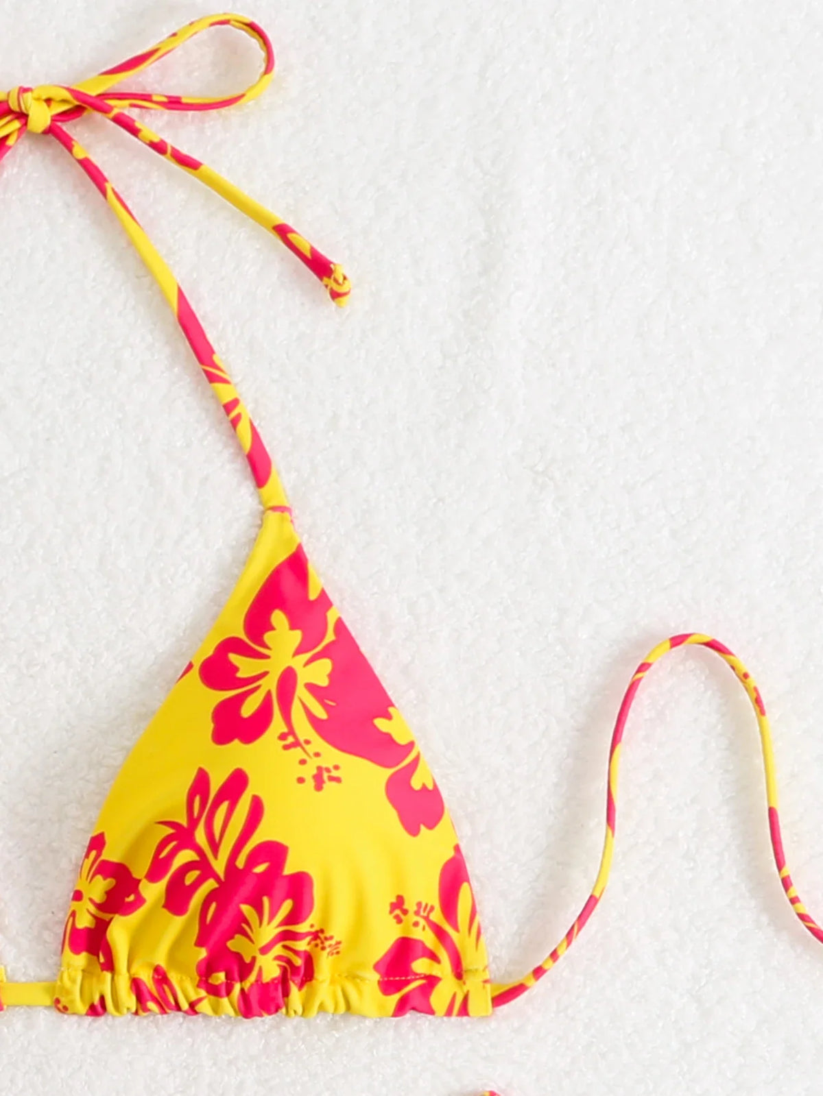 Summer retro floral print 2-piece bikini lace up swimsuit sexy high waisted women's swimsuit