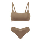 Hot Sale High Quality Latest Design Us Size Stylish Solid Ice Silk Seamless Wireless Bras And Women Underwear Set