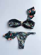 Two-Pieces Women Floral 2025 Push-Up Strappy Ruffles Bandage Bikini Set Swimsuit Swimwear Bathing Suit Beachwear Biquini