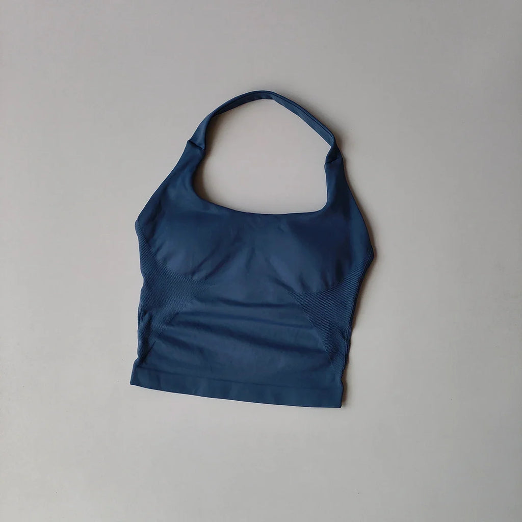 Women's Backless Hanging Necks Fitness Bra Workout Tops Yoga Crop Sports Vest Sexy Gym Fitness Tank Top for Athletic Women