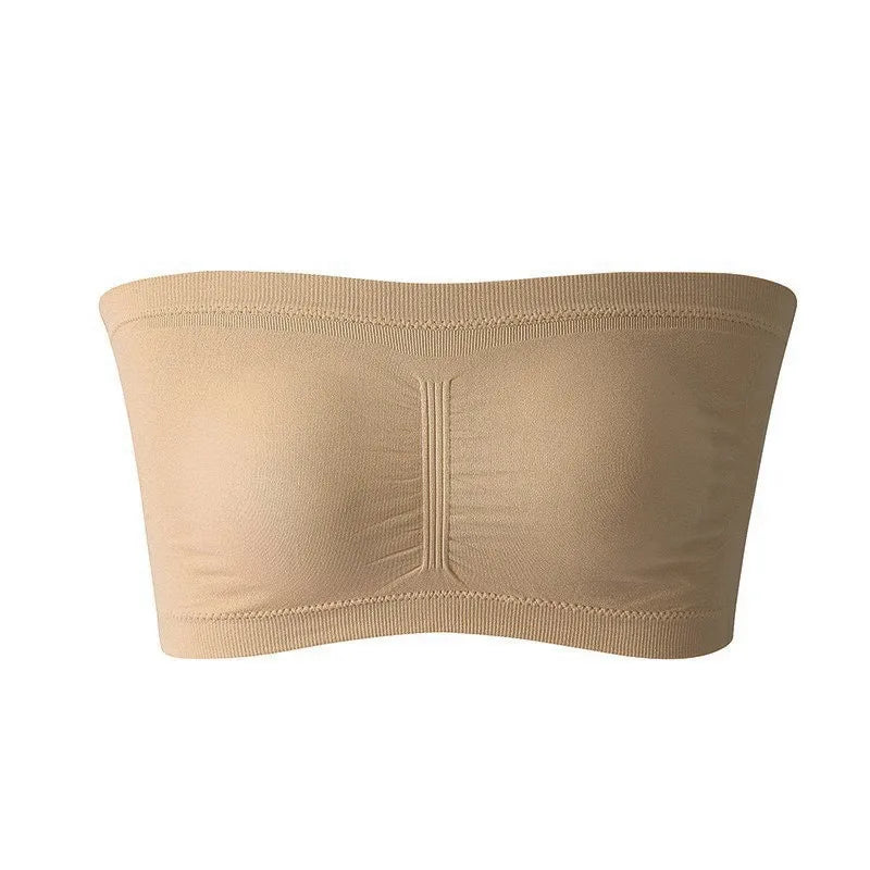 Ladies' Stretch Strapless Bra Fashion Solid Color Invisible Beauty Back Anti-slip Bra Suitable For One-Shoulder Top and Dress