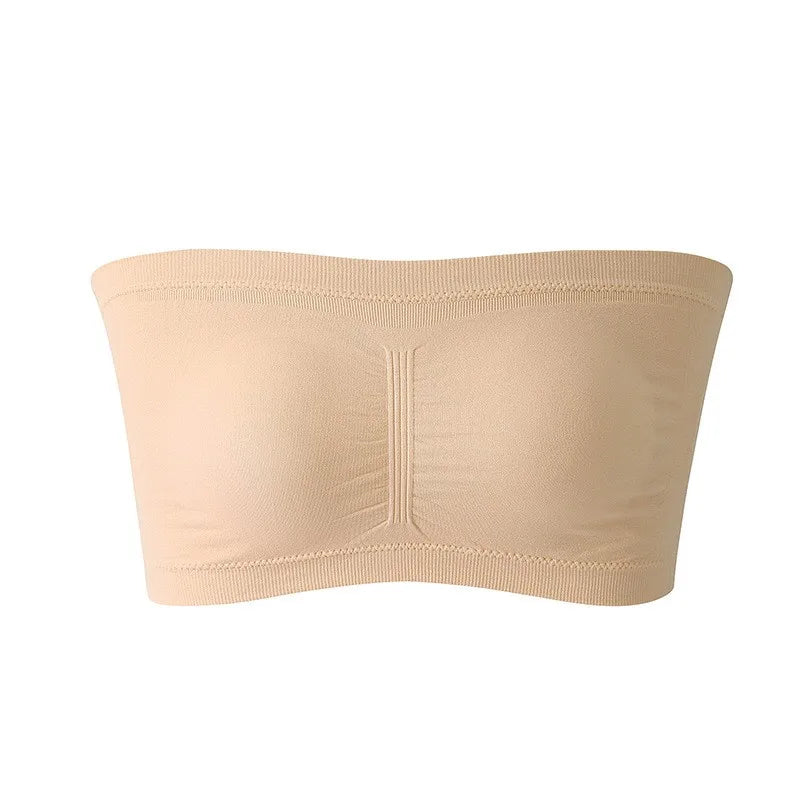 Ladies' Stretch Strapless Bra Fashion Solid Color Invisible Beauty Back Anti-slip Bra Suitable For One-Shoulder Top and Dress