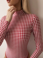 Spring/summer women's tights tops fashionable long-sleeved printed bodysuits