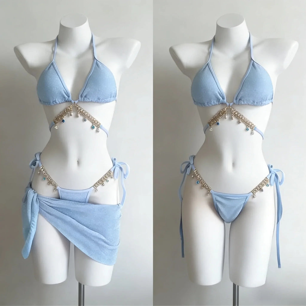 Trendy Ladies High Waisted Bikini Set Tummy Control Swimwear Breathable Quick Dry Stylish Beachwear Pool Party Outfit 2026 New