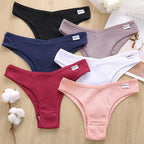 5Pcs/Set Women Cotton Brazilian Panties V Waist Female Underwear Comfortable Underwear Low Rise T-Back Bikini Girls Lingerie New