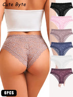 6PCS/Set Women Sexy Lace Panties Low Waist Briefs Hollow Out Comfortable Breathable Lingerie Floral Embroidery Ladies Underpants
