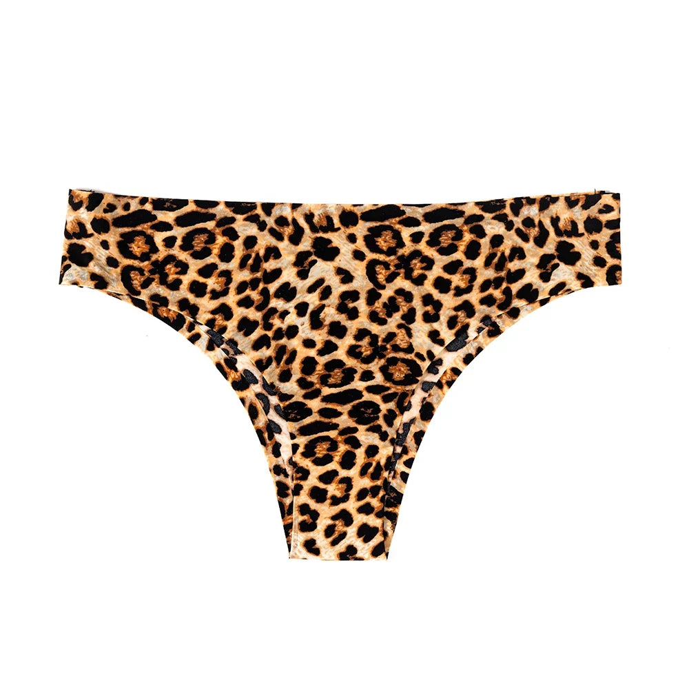 WarmSteps 3Pcs/Set Sexy Leopard Thongs Women's Panties Thongs 2024 New Female Underwear Seamless Printed Panties Ice Silk Briefs