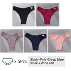 5Pcs/Set Women Cotton Brazilian Panties V Waist Female Underwear Comfortable Underwear Low Rise T-Back Bikini Girls Lingerie New