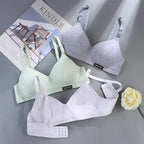 Women Cotton Underwear AB Cup Bra Wireless Gathered Comfort V Brassiere Push Up Lingerie Bralette Girls Seamleass Sports Bras