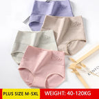 Plus Size M-5XL 4Pcs/Set High Waist Cotton Panties Women Body Shaper Underwear Soft Print Girls Briefs Slimming Female Lingerie