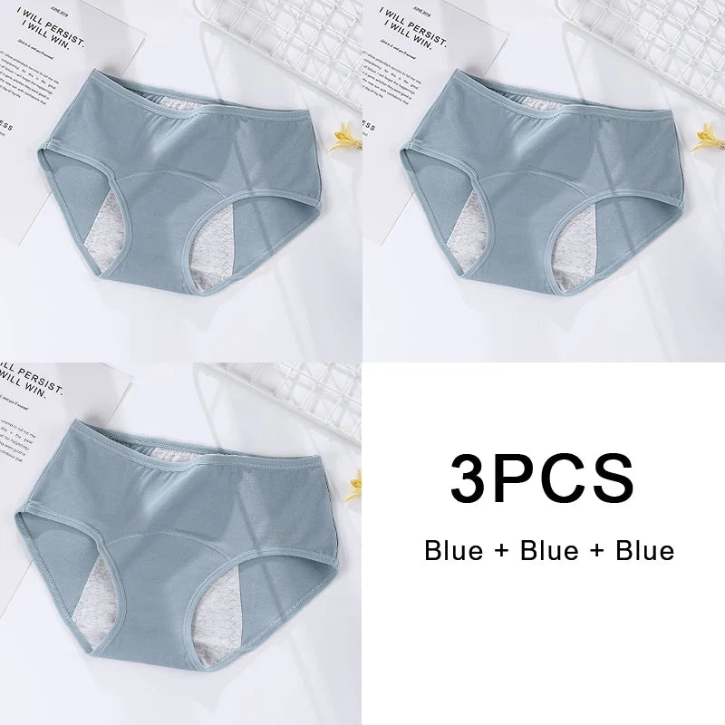 3PCS/set Women's menstrual briefs large flow postpartum water absorption leakproof briefs women's pure cotton menstrual briefs