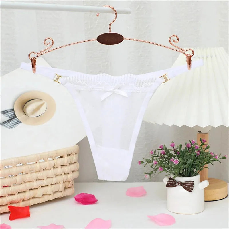 2024 New Women Sexy Panties Mesh Sheer Thongs T Pants Seamless Underwear T-Back Briefs Low Waist See Through G Strings