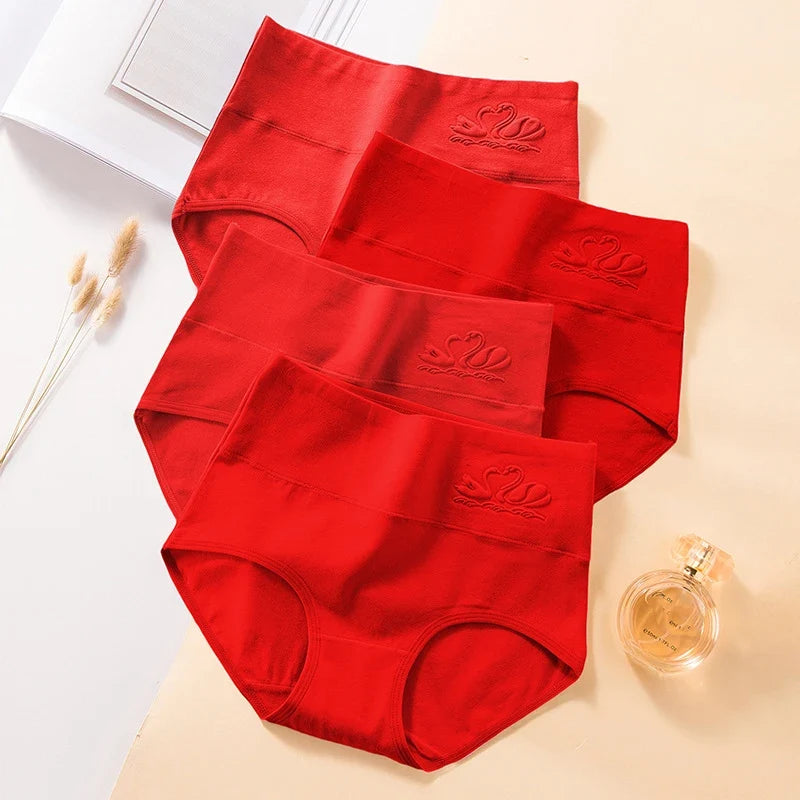 4PCS High Waist Women's Panties Body Shaper Underwear Breathable Cotton Underpants  Plus Size M-5XL Panty Slimming Female Briefs