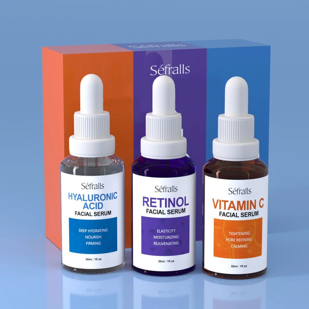 Sefrallys Act Face Serum Special – Premium Combo  -  Essence Set 30ml*3pcs With Vitamin-C Vitamin-A and Hyaluronic Acid Serum For Glistening -  Firming Hy