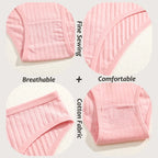 7PCS Women's Seamless Cotton Panties Ladies Low Rise Stripe Underwear Elastic Comfortable Cotton Briefs Breathable Sexy Lingerie