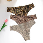 WarmSteps 3Pcs/Set Sexy Leopard Thongs Women's Panties Thongs 2024 New Female Underwear Seamless Printed Panties Ice Silk Briefs