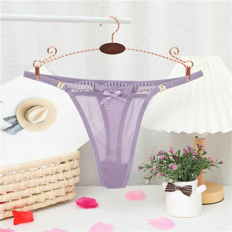 2024 New Women Sexy Panties Mesh Sheer Thongs T Pants Seamless Underwear T-Back Briefs Low Waist See Through G Strings