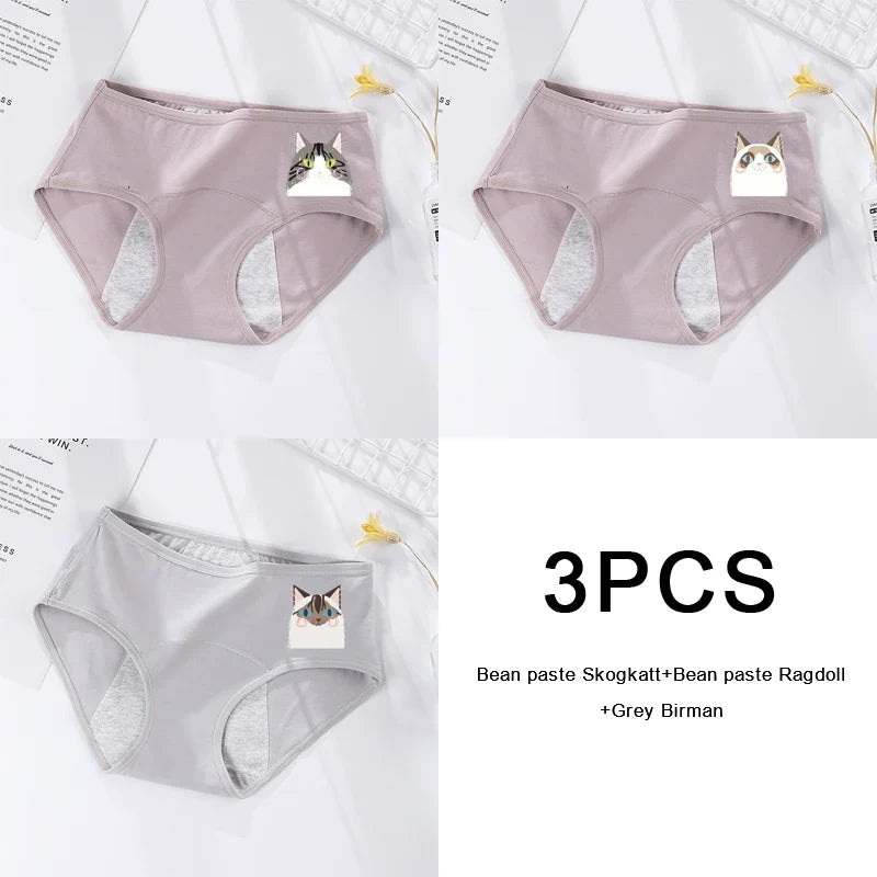 3PCS/set Women's menstrual briefs large flow postpartum water absorption leakproof briefs women's pure cotton menstrual briefs