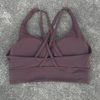 Solid Color Women Cross Back  Bra Fitness Underwear Soft Fitness Sport Bra Top Gym Yoga Athletic Workout With Chest Pad