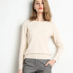 Women's Slim O-Neck Cashmere Wool Blend Sweater