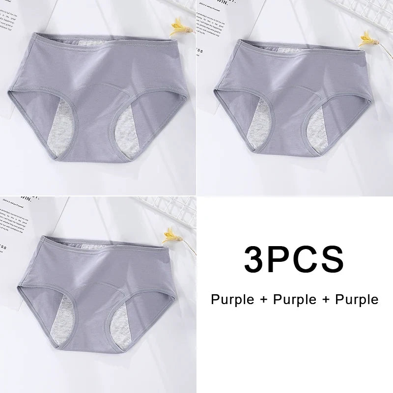 3PCS/set Women's menstrual briefs large flow postpartum water absorption leakproof briefs women's pure cotton menstrual briefs