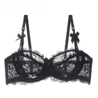 MOYISU Summer Lingerie Set Sheer French Lace Minimiser Bra Briefs Ultra Thin Sexy Women's Underwear Big Bust Sexy Tushy & Panty