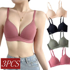 3Pcs/Set Seamless Bras For Women Non-wire Glossy Underwear Push Up Bra Without Steel Ring 3/4 Cup Female Comfort Lingerie