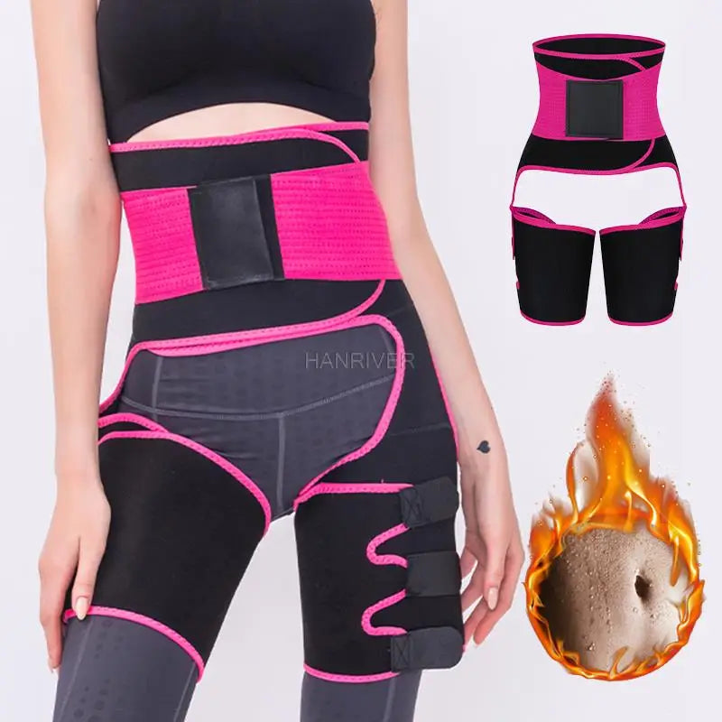 3 in 1 waist and thigh trimmer Double Compression Belt Leg Support Sweat Sauna Effect Neoprene Waist Trainer Butt Lifter Workout