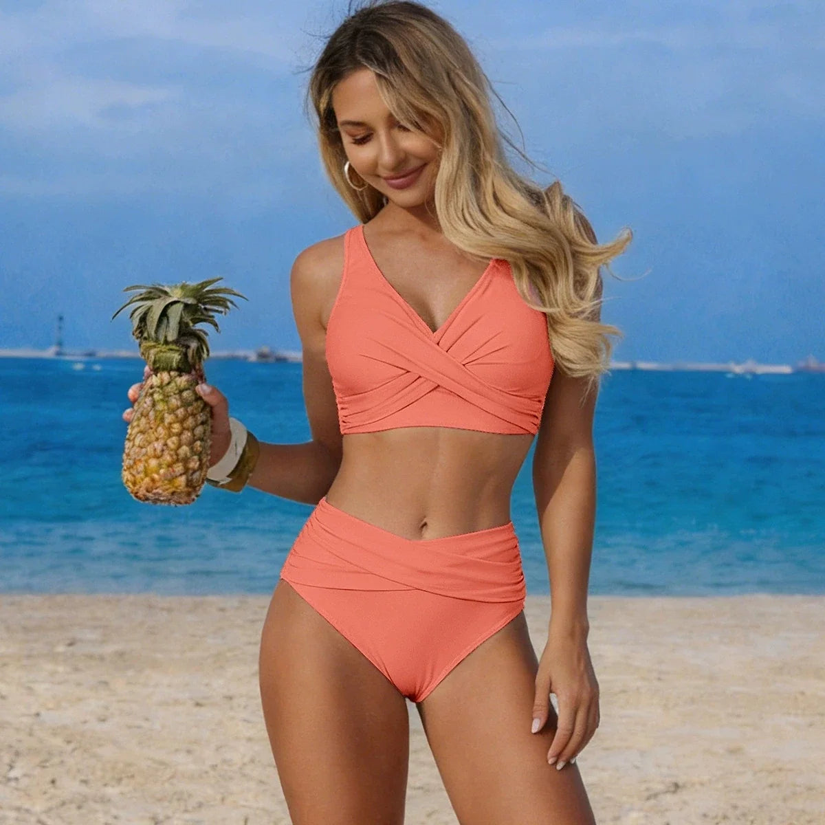 VigoBreviya 2027 Sexy Solid Strapped Swimwear Women Cross Push Up Bikini Set Brazilian Lady Swimsuit High Waist Beach Bath Suit