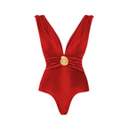 2Pcs Deep V One Piece Swimsuit Sexy Women Swimwear 2025 Shiny Star Bikini High Waist Biquini Female Swim Suit Bodysuit Beachwear