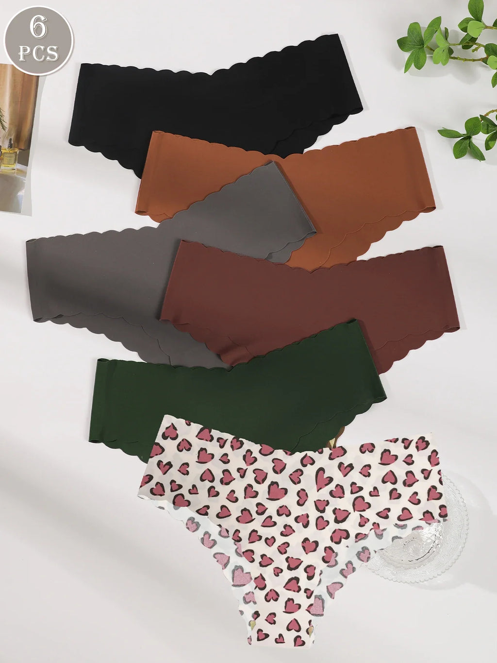 6-Pack Women's Underwear, Solid Color and Printed Mix, Seamless, Bare-Feel, Sexy and Comfortable Bikini Panties