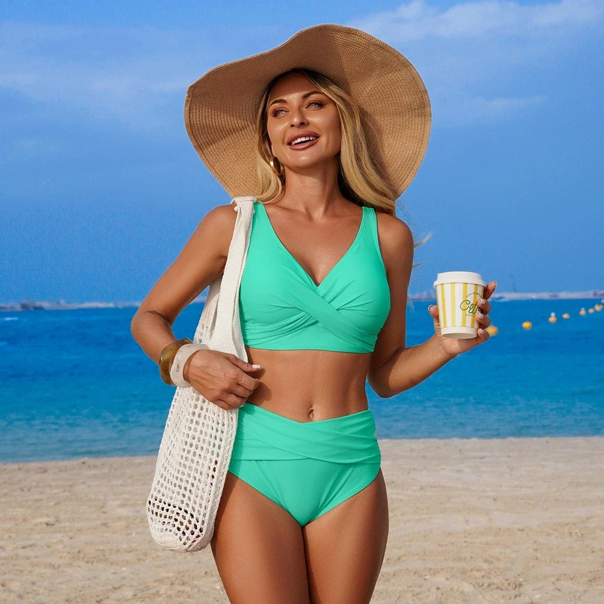 VigoBreviya 2027 Sexy Solid Strapped Swimwear Women Cross Push Up Bikini Set Brazilian Lady Swimsuit High Waist Beach Bath Suit