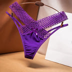 2024 Women's Panties Cross Cut Ice Silk Thong Sports Fashion Perspective Low Waist Ribbons Трусы Женские Sexy Lingerie Thongs