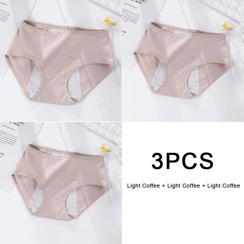 3PCS/set Women's menstrual briefs large flow postpartum water absorption leakproof briefs women's pure cotton menstrual briefs