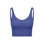SHINBENE Women's V-neck Slimming Fitness Long-sleeve Padded Short-sleeve Sports Bra Yoga Bra Classic Athletic Tank Top