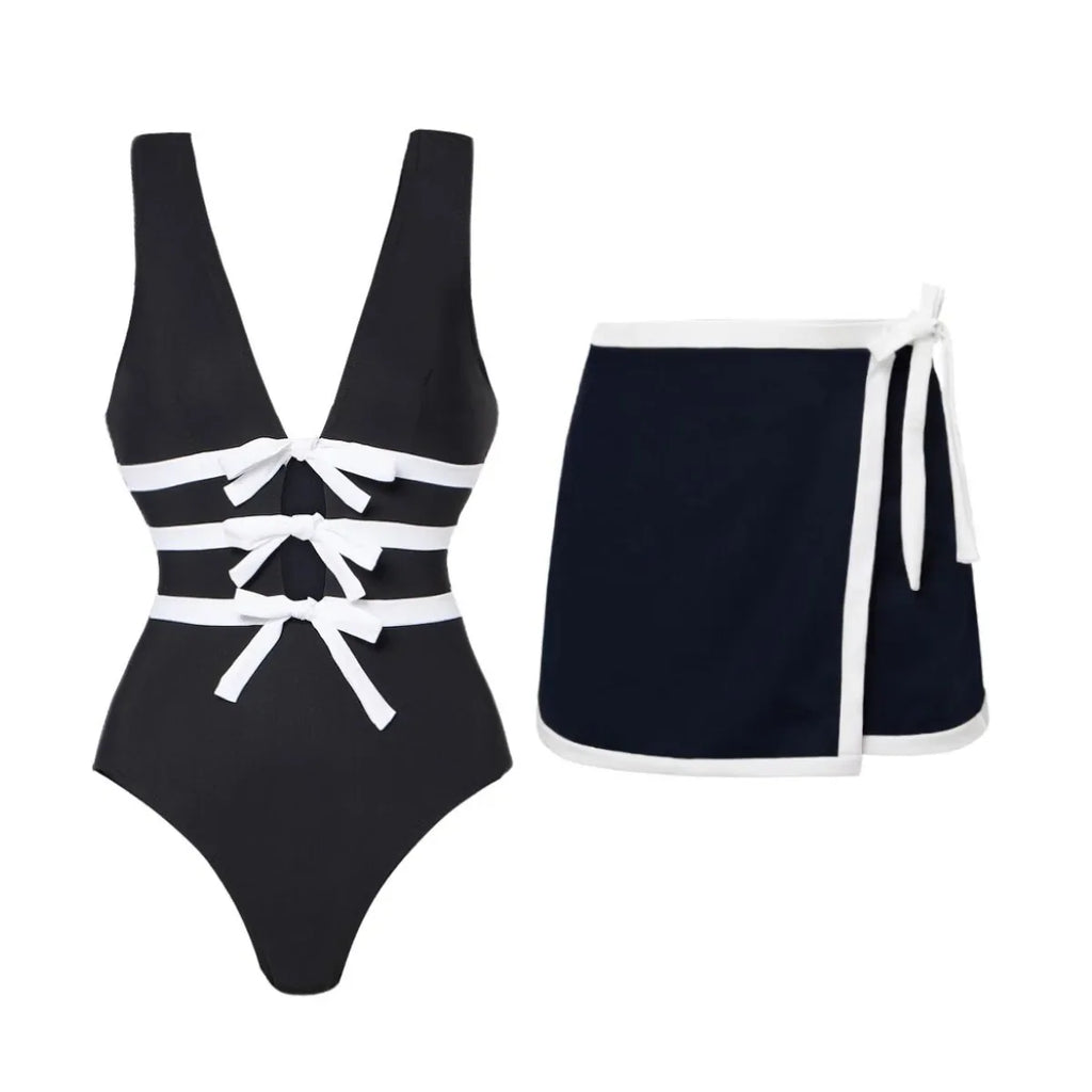 2025 Sexy Women's Swimsuit New Strapless Simple One-piece Swimwear with Shorts Two-piece Set Sliming Bodysuit Beachwear Monokini